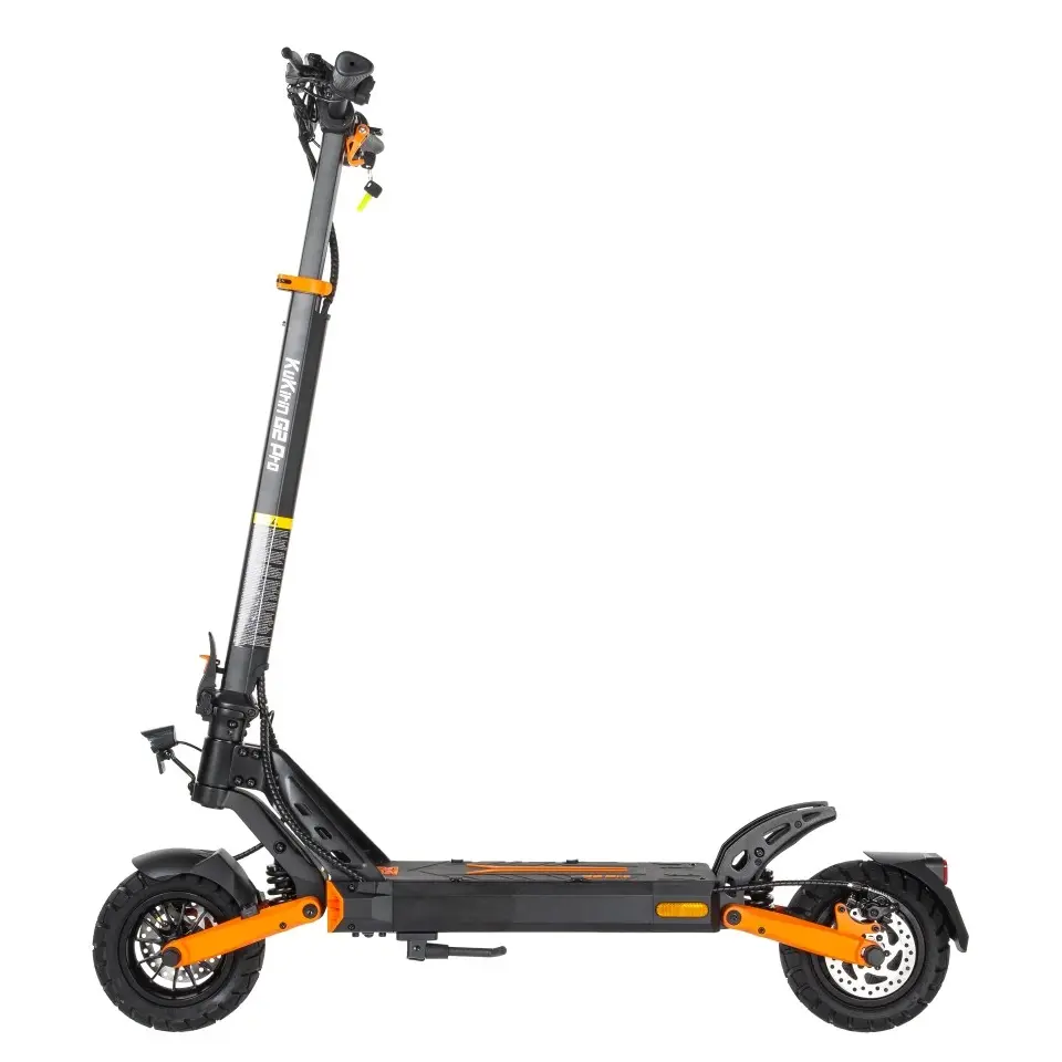  KuKirin G2 Pro ABE electric scooter full side view on white background, showing its rugged design, dual front and rear suspension, knobby tires, and foldable stem. Built for both urban commuting and light off-road use, global kukirin