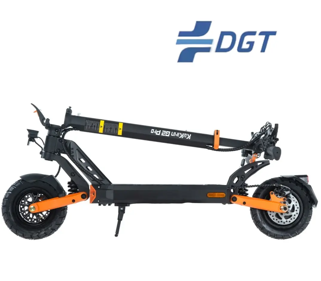 KuKirin G2 Pro VMP folded scooter, showing its compact form factor, folding stem mechanism, and how it fits easily in car trunks or small spaces, 500w motor, 48V 15.6Ah battery, 25km/h max speed, 65km max range,global kukirin