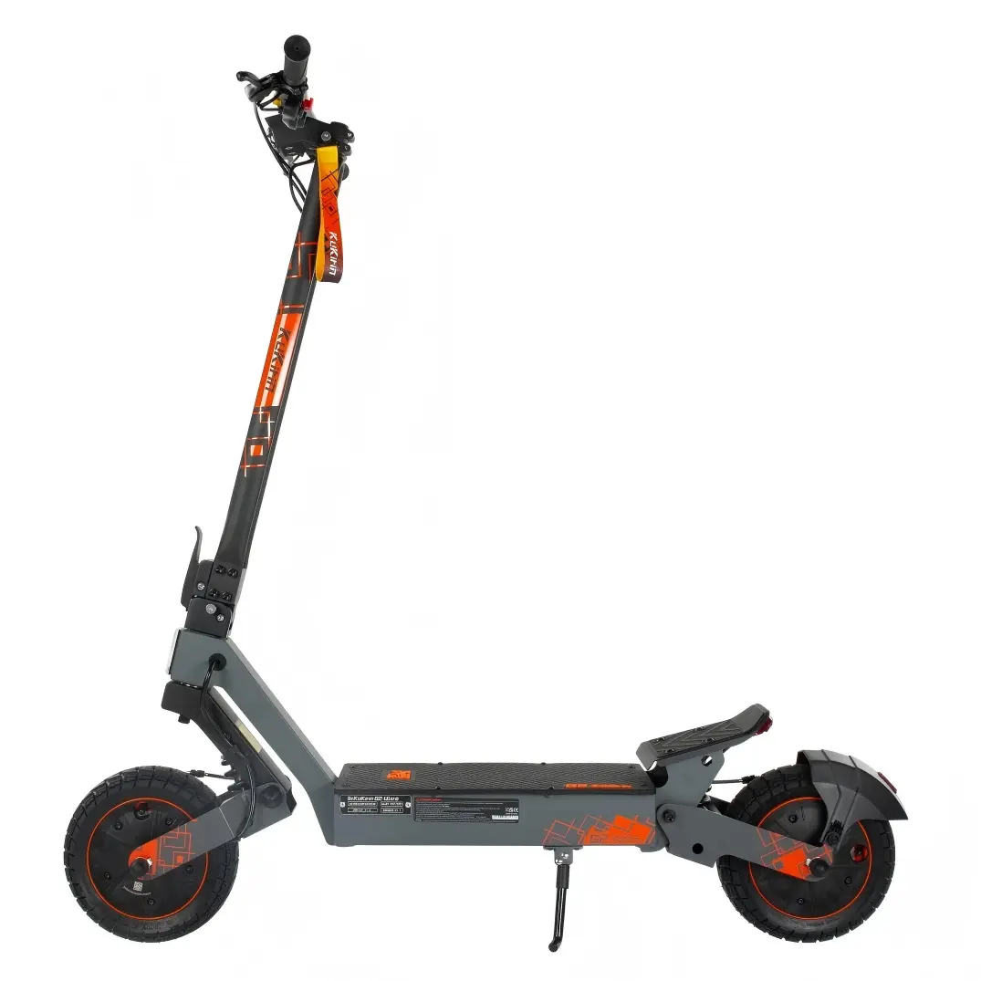 KuKirin G2 Ultra white background main product shot, dual 800W total 1600W electric scooter, 48V 18Ah battery, 50km/h max speed, 55km max range, large touch control screen, built-in bluetooth speaker, turbo power mode, full led light system, 10 inch vacuum tires, IPX4, EU certified, fast shipping Europe, global kukirin