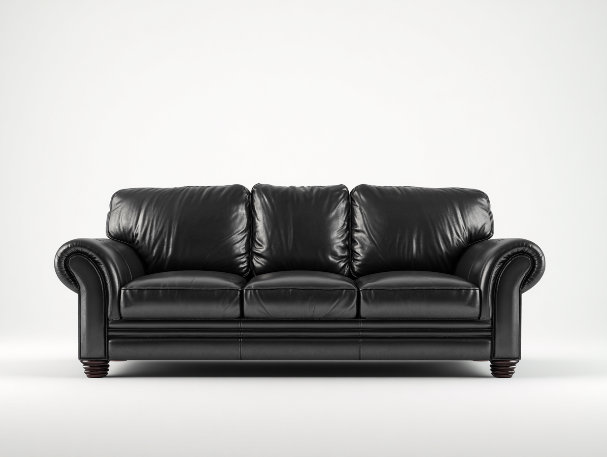 Divano lineare-Pelle sintetica-Legno-248x94x86 cm-Nero-Stile classico-Silaidecor