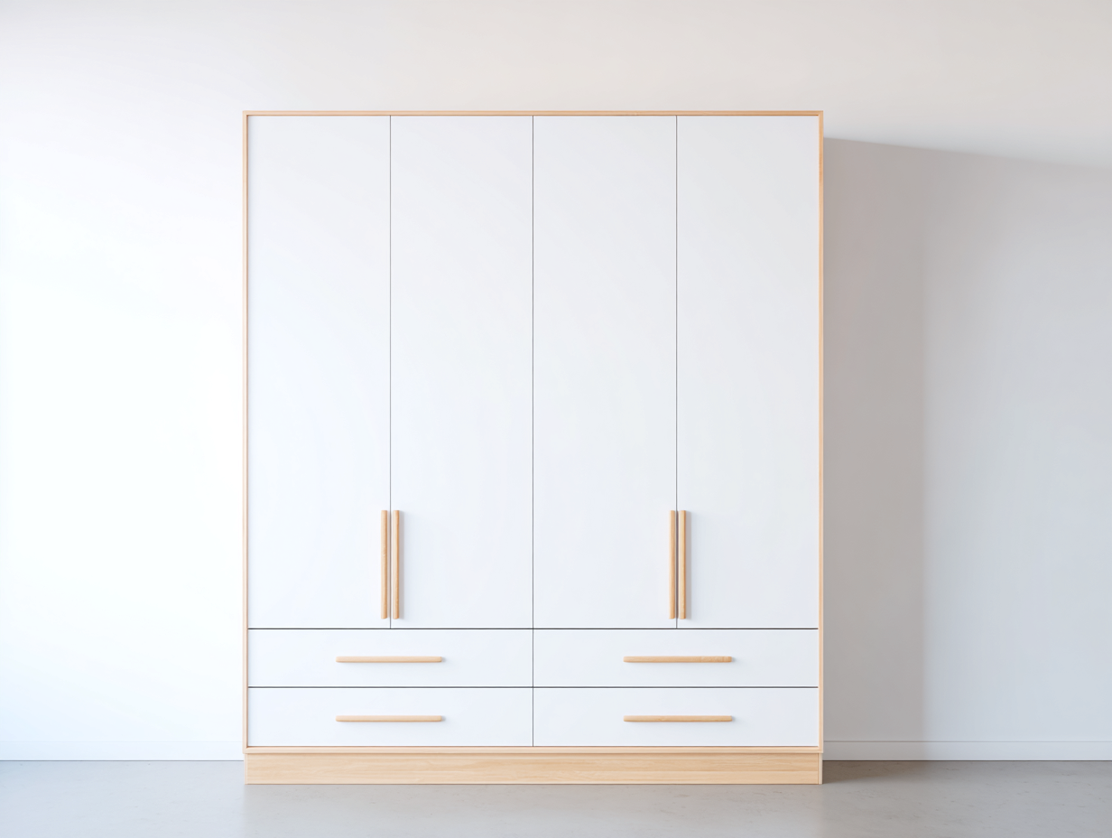 Armadio - legno - 190x58x205 cm - bianco-rovere chiaro - minimalista-Silaidecor