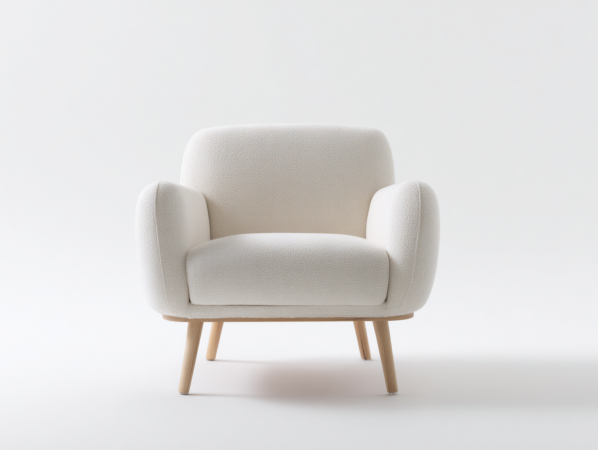 Poltrona - boucle-legno - 82x76x80 cm - avorio-naturale - scandinavo-Silaidecor