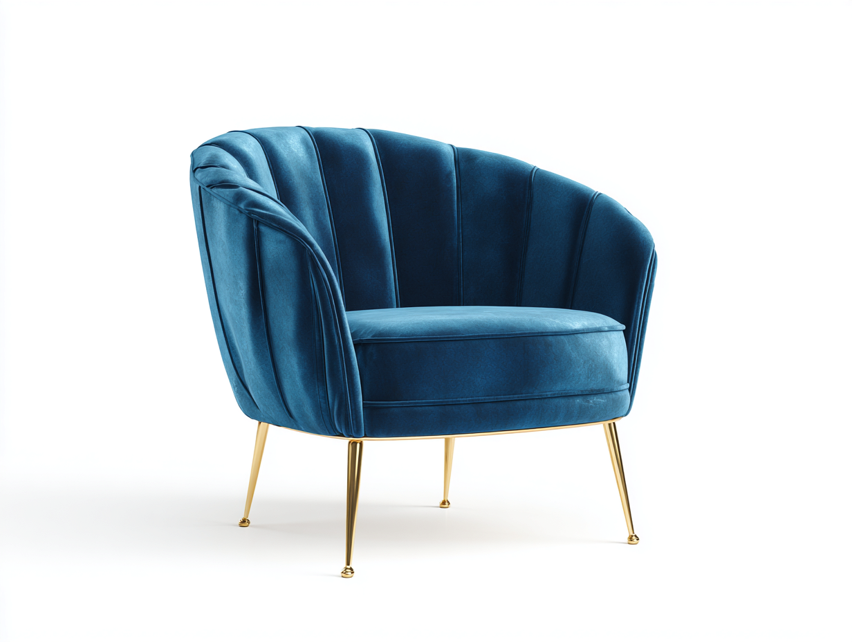 Poltrona - velluto-metallo - 84x78x80 cm - blu-oro - moderno-Silaidecor