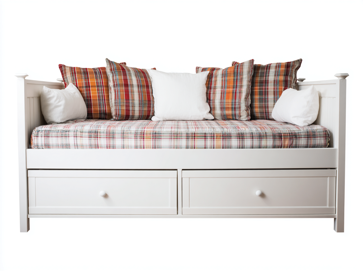 Divano letto-Legno-Tessuto-212x99x88 cm-Bianco-Rosso marrone-Classico-Silaidecor