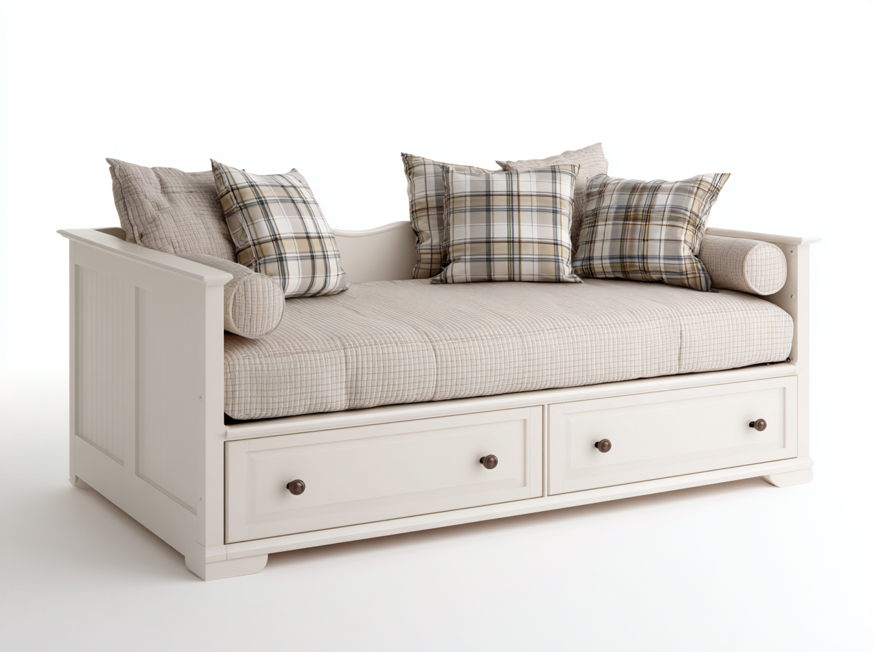 Divano letto-Legno-Tessuto-213x101x89 cm-Bianco-Beige-Classico-Silaidecor