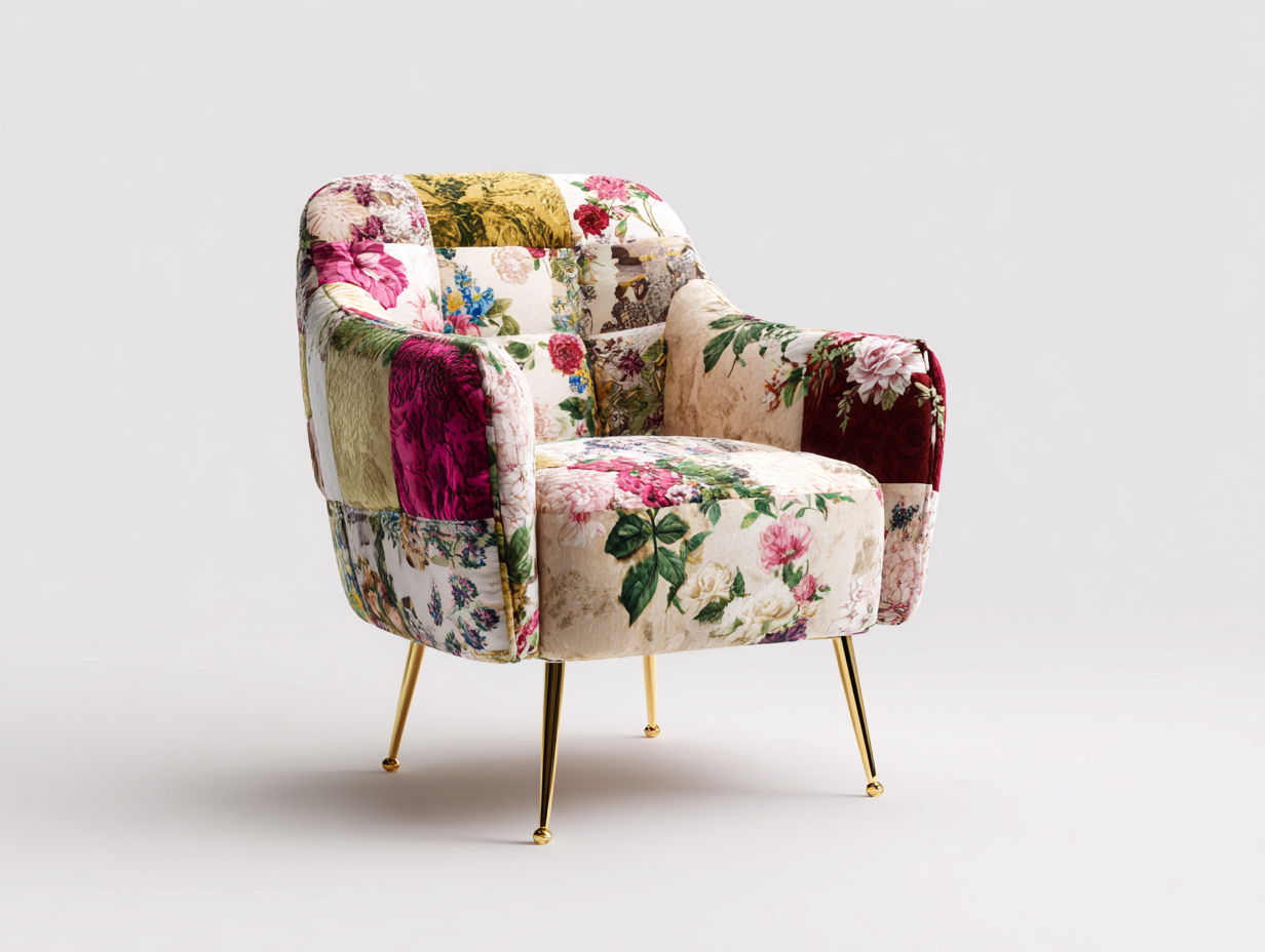 Poltrona - tessuto-metallo - 82x78x80 cm - multicolore-oro - romantico-Silaidecor