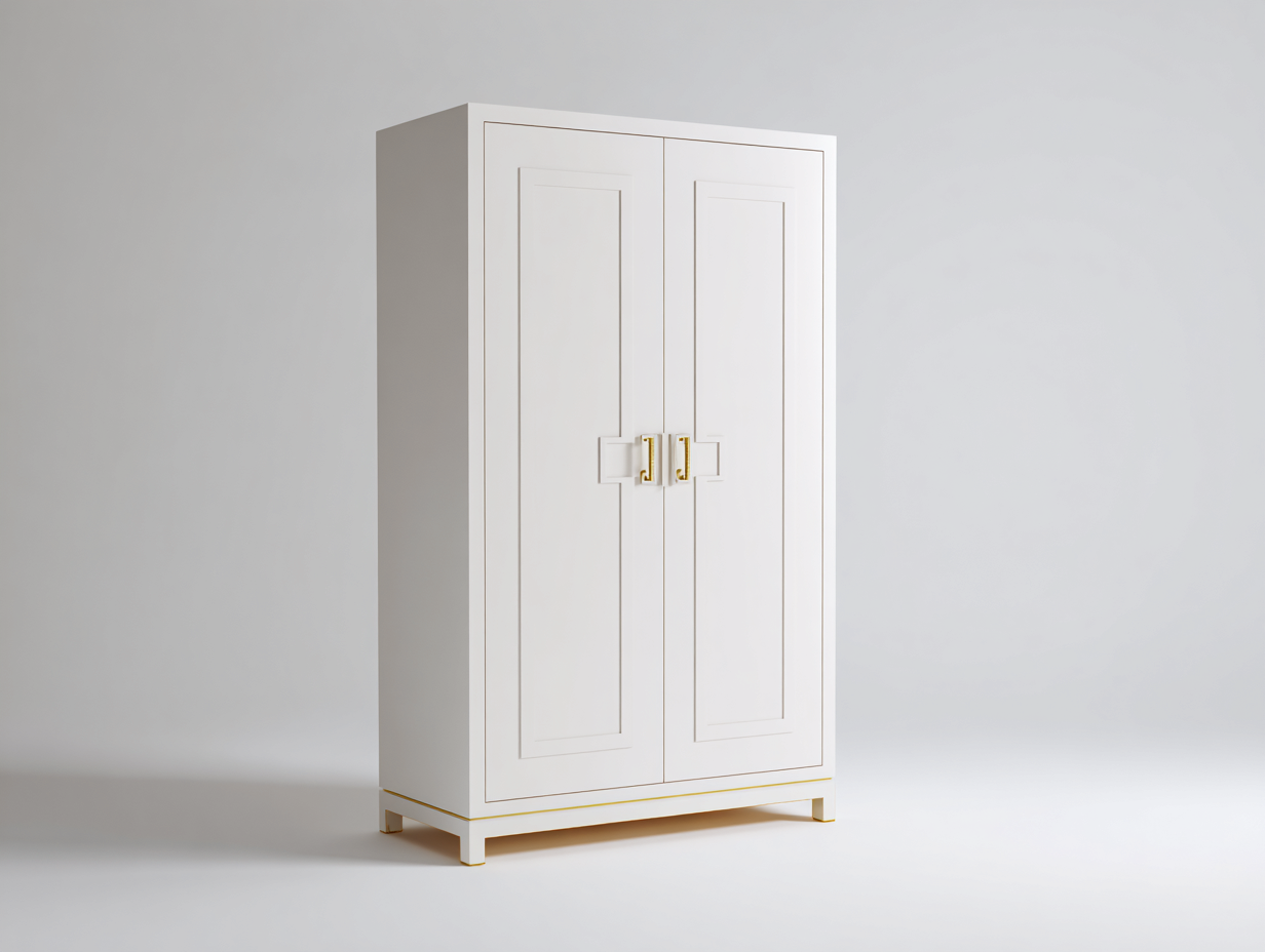 Armadio - legno - 105x55x190 cm - bianco-oro - elegante-Silaidecor
