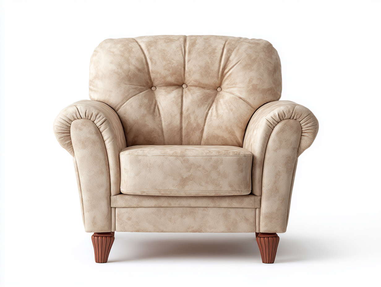 Poltrona - similpelle-legno - 105x90x92 cm - beige-marrone - classico-Silaidecor