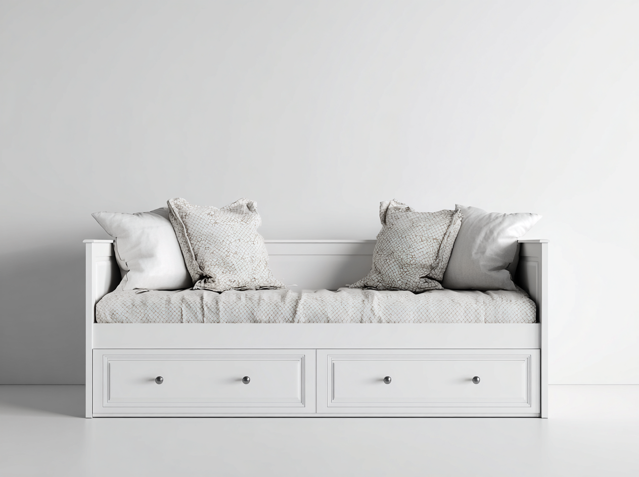 Divano letto-Legno-Tessuto-207x96x85 cm-Bianco-Classico-Silaidecor