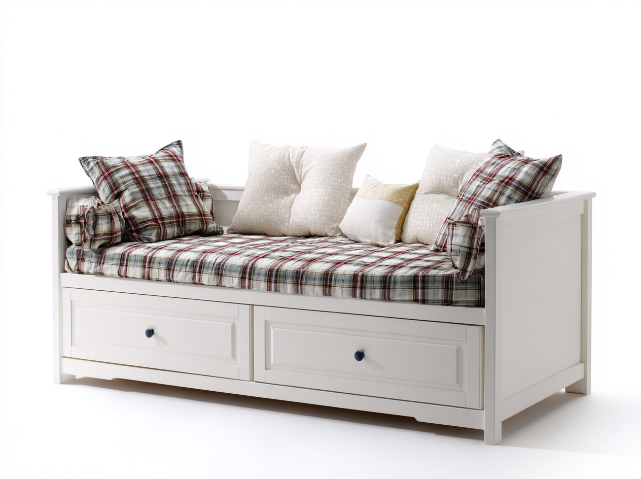 Divano letto-Legno-Tessuto-216x102x88 cm-Bianco-Grigio rosso-Classico-Silaidecor