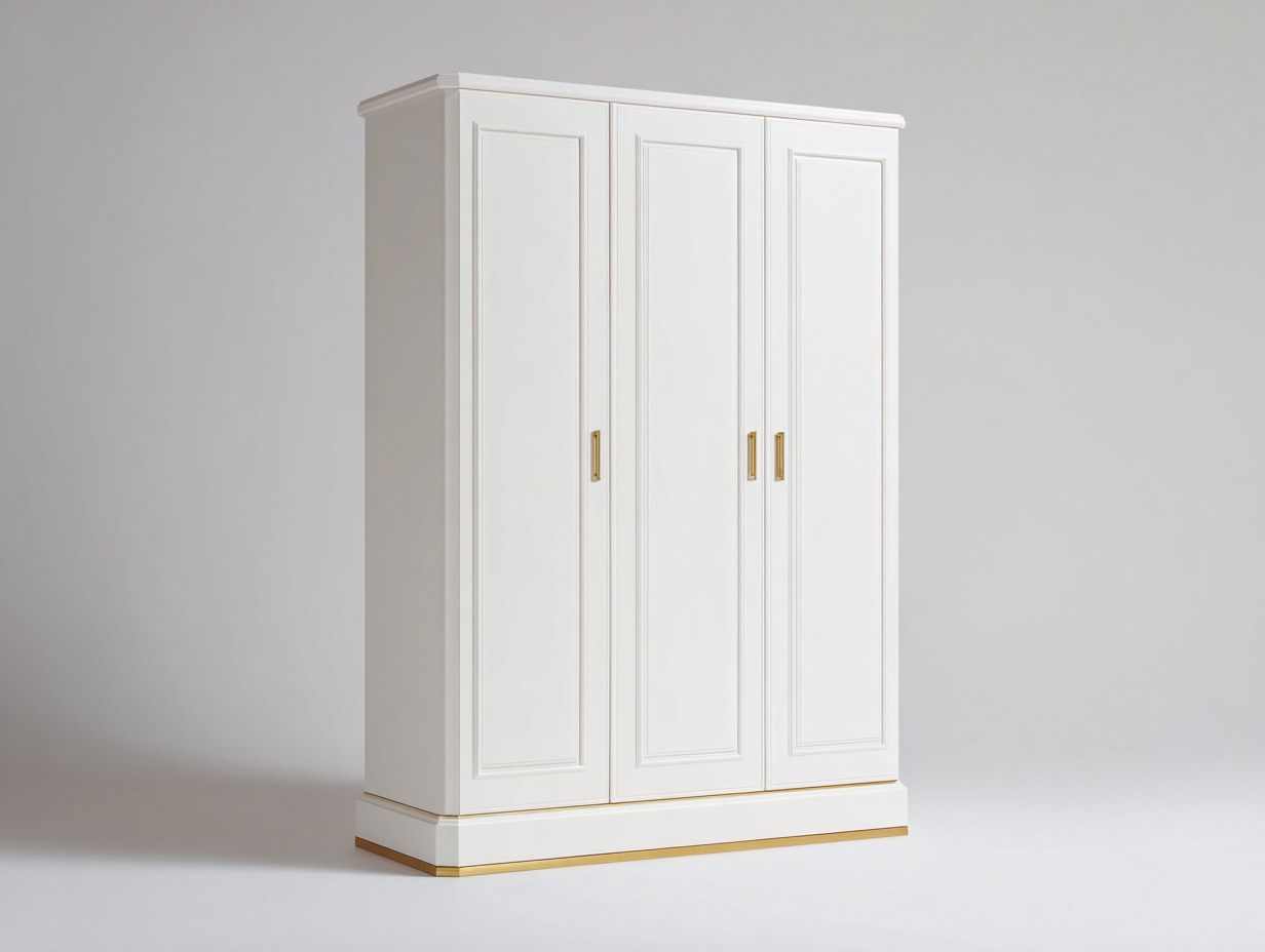 Armadio - legno - 150x55x200 cm - bianco-oro - elegante-Silaidecor