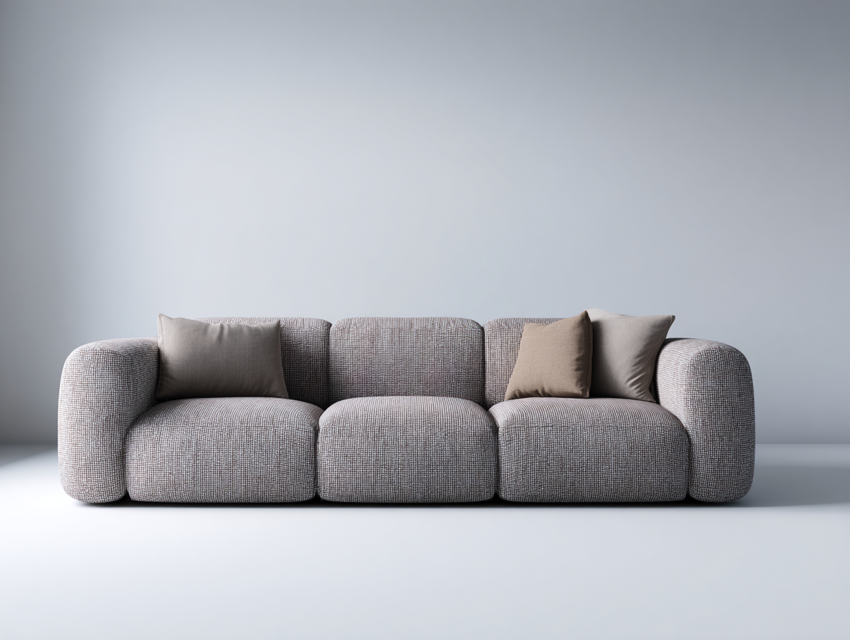 Divano lineare-Tessuto-258x104x72 cm-Grigio-Design moderno-Silaidecor