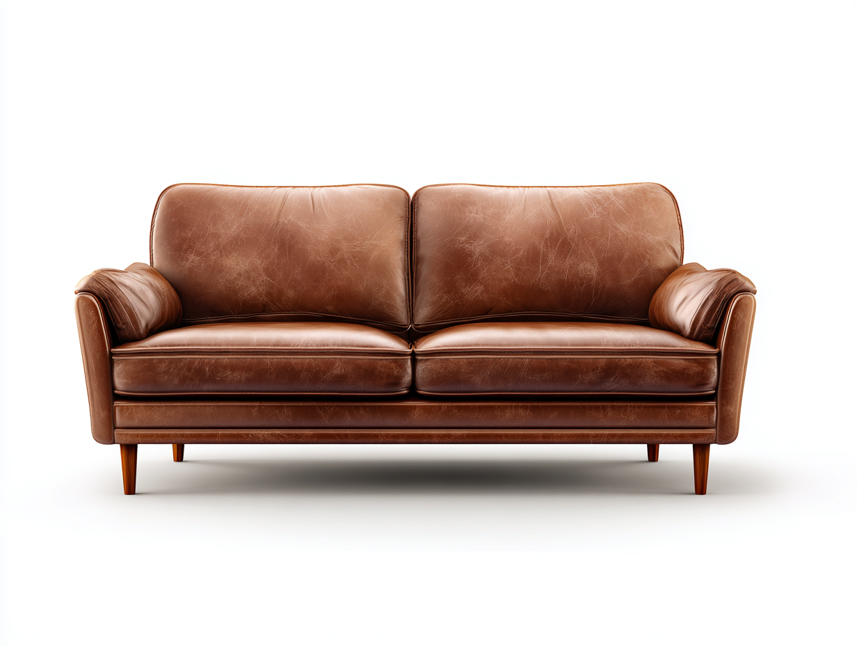 Divano lineare-Pelle-Legno-198x90x84 cm-Marrone cognac-Stile vintage-Silaidecor