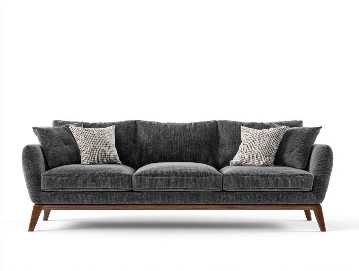 Divano lineare-Tessuto-Legno-244x92x82 cm-Grigio scuro-Design moderno-Silaidecor