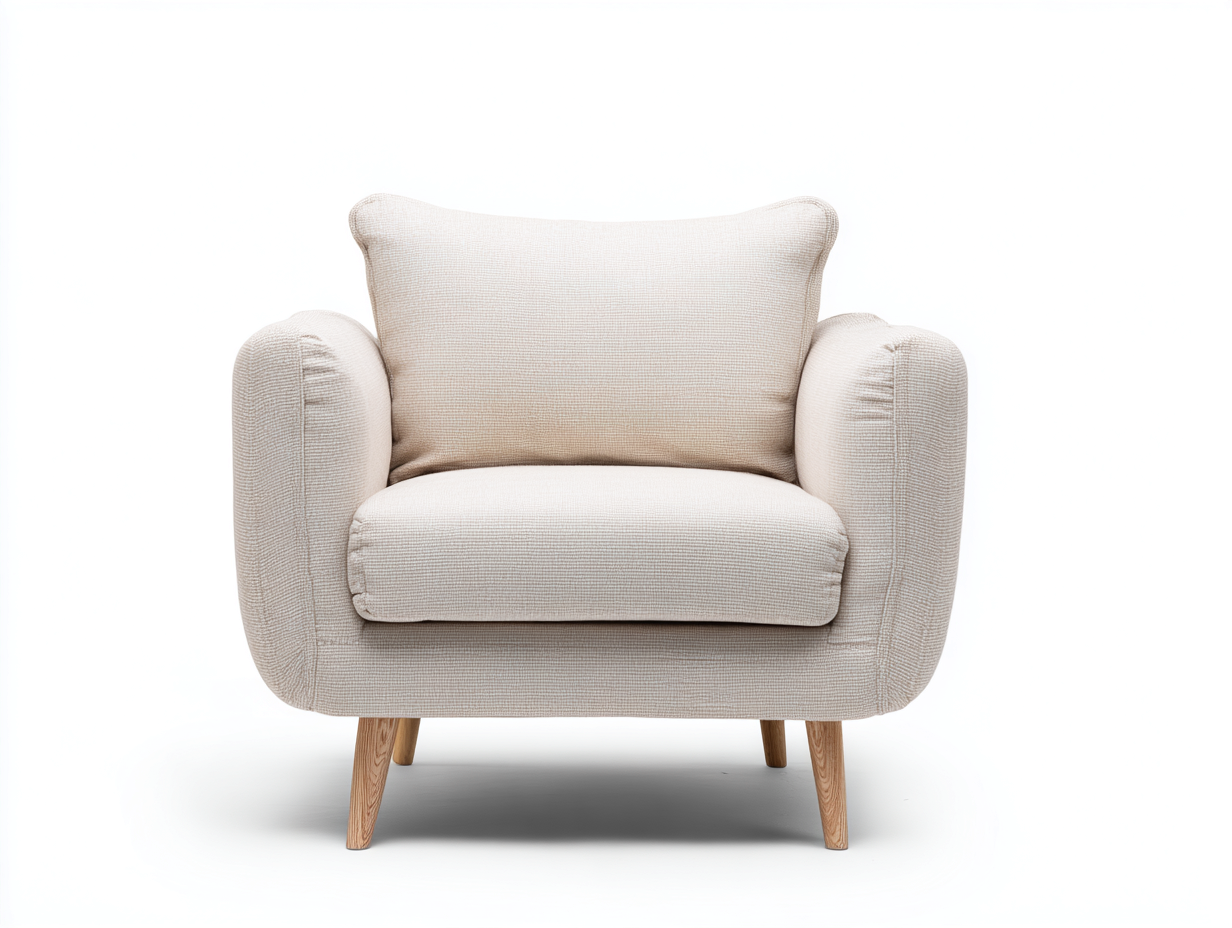 Poltrona - tessuto-legno - 86x80x82 cm - beige-naturale - nordico-Silaidecor