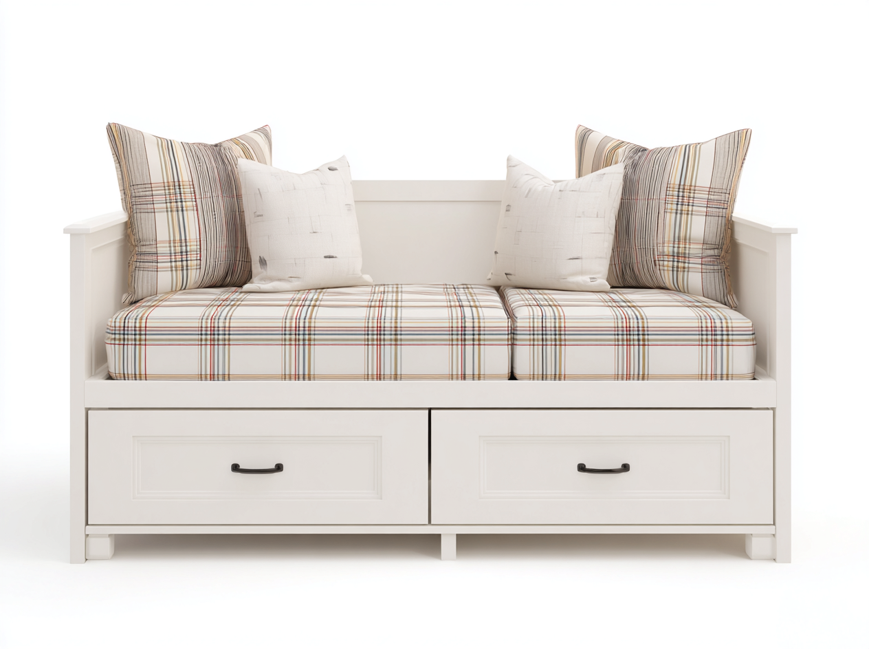 Divano letto-Legno-Tessuto-204x94x85 cm-Bianco-Beige rosso-Classico-Silaidecor