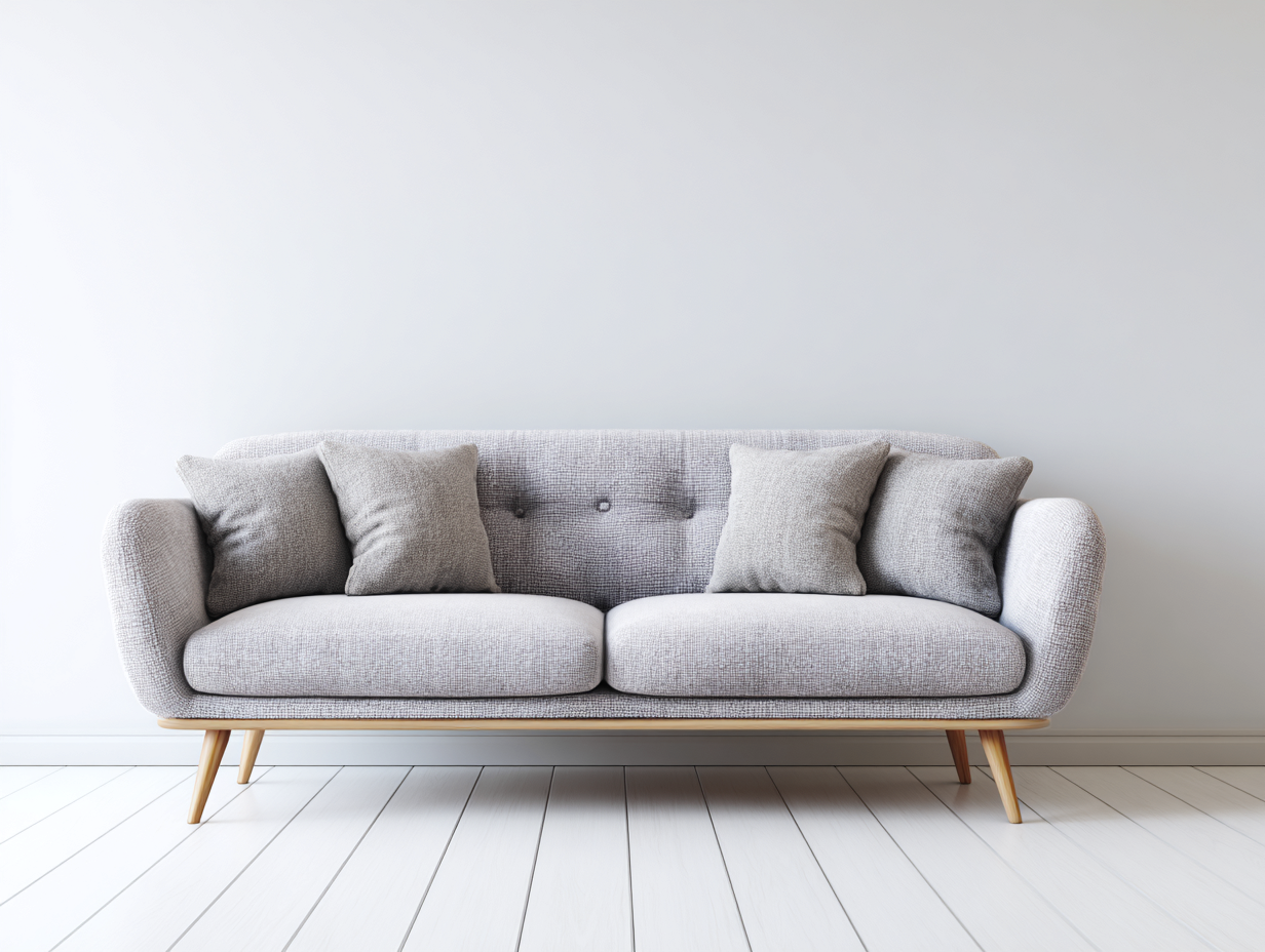 Divano lineare-Tessuto-Legno-188x91x81 cm-Grigio chiaro-Design nordico-Silaidecor