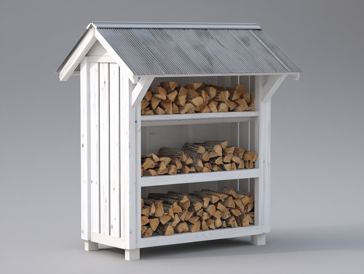 Portalegna - legno - 170x70x185 cm - bianco-grigio - rustico-Domolohaus