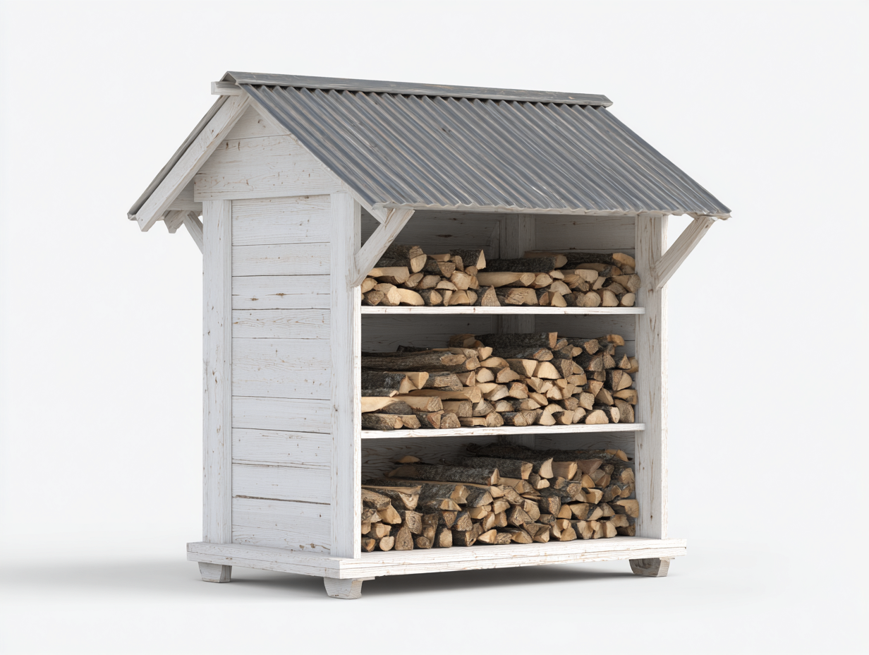 Portalegna - legno - 150x65x170 cm - bianco-grigio - country-Domolohaus