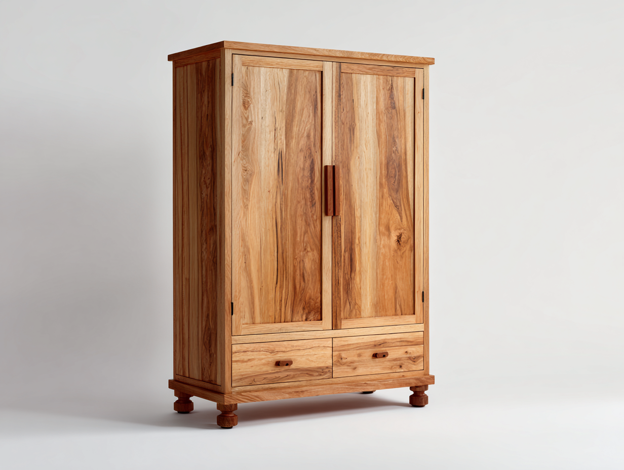 Armadio - legno massello - 128x54x180 cm - noce naturale - rustico-Domolohaus