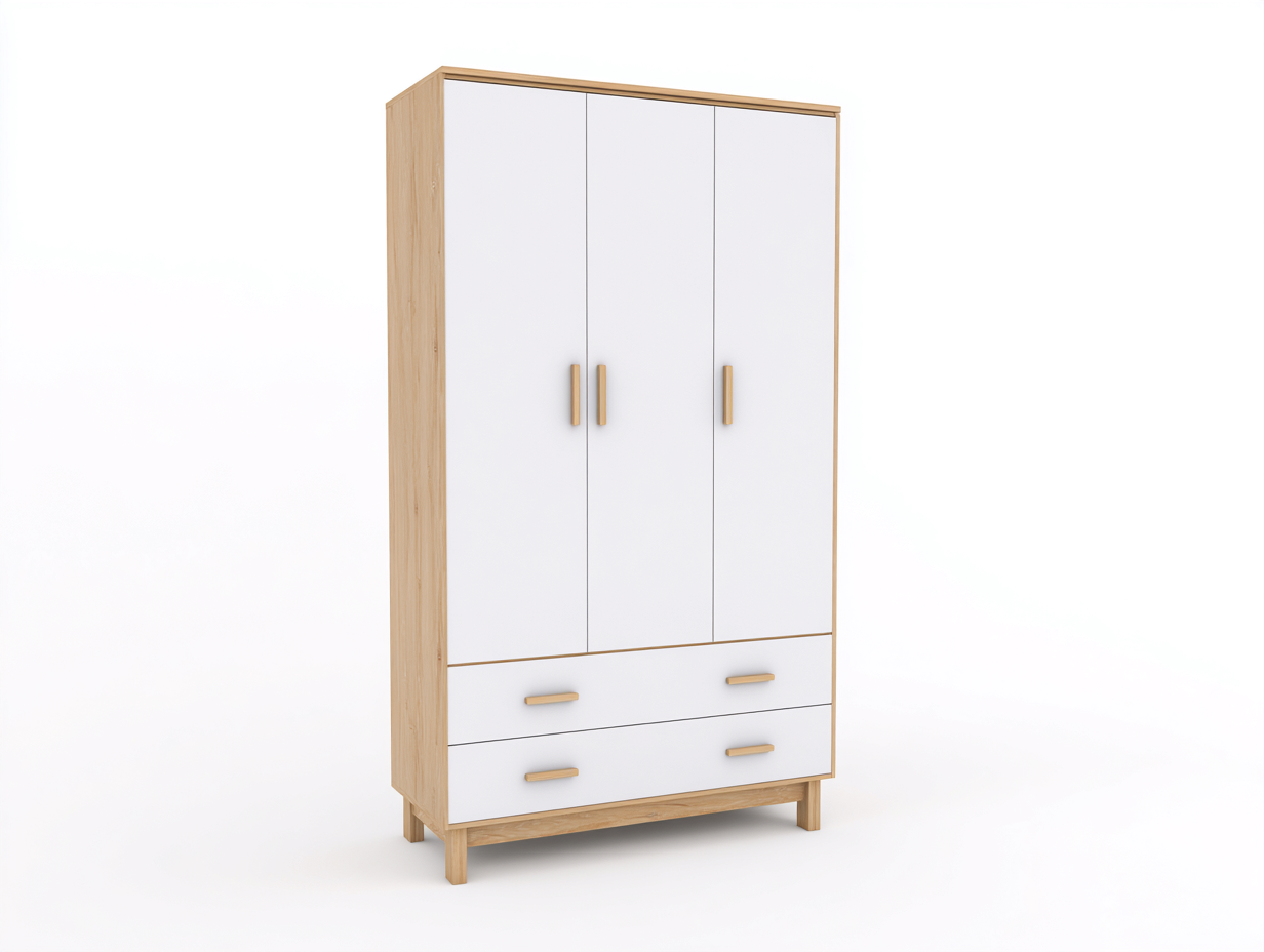 Armadio - legno ingegnerizzato - 150x50x188 cm - bianco-rovere chiaro - scandinavo-Domolohaus