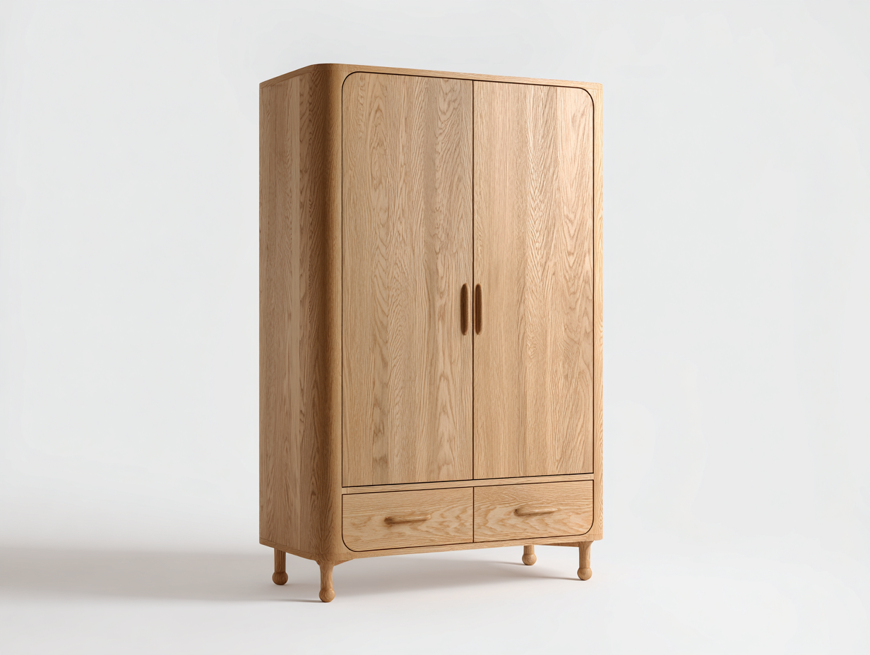 Armadio - legno massello - 134x53x184 cm - rovere naturale - contemporaneo-Domolohaus