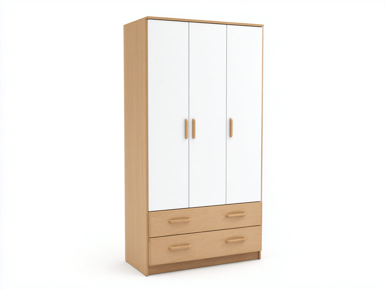 Armadio - legno ingegnerizzato - 152x52x190 cm - bianco-rovere naturale - moderno-Domolohaus