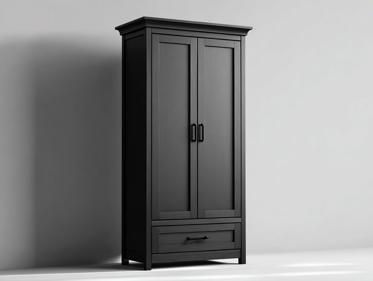 Armadio - legno ingegnerizzato - 104x48x182 cm - nero - moderno-Domolohaus