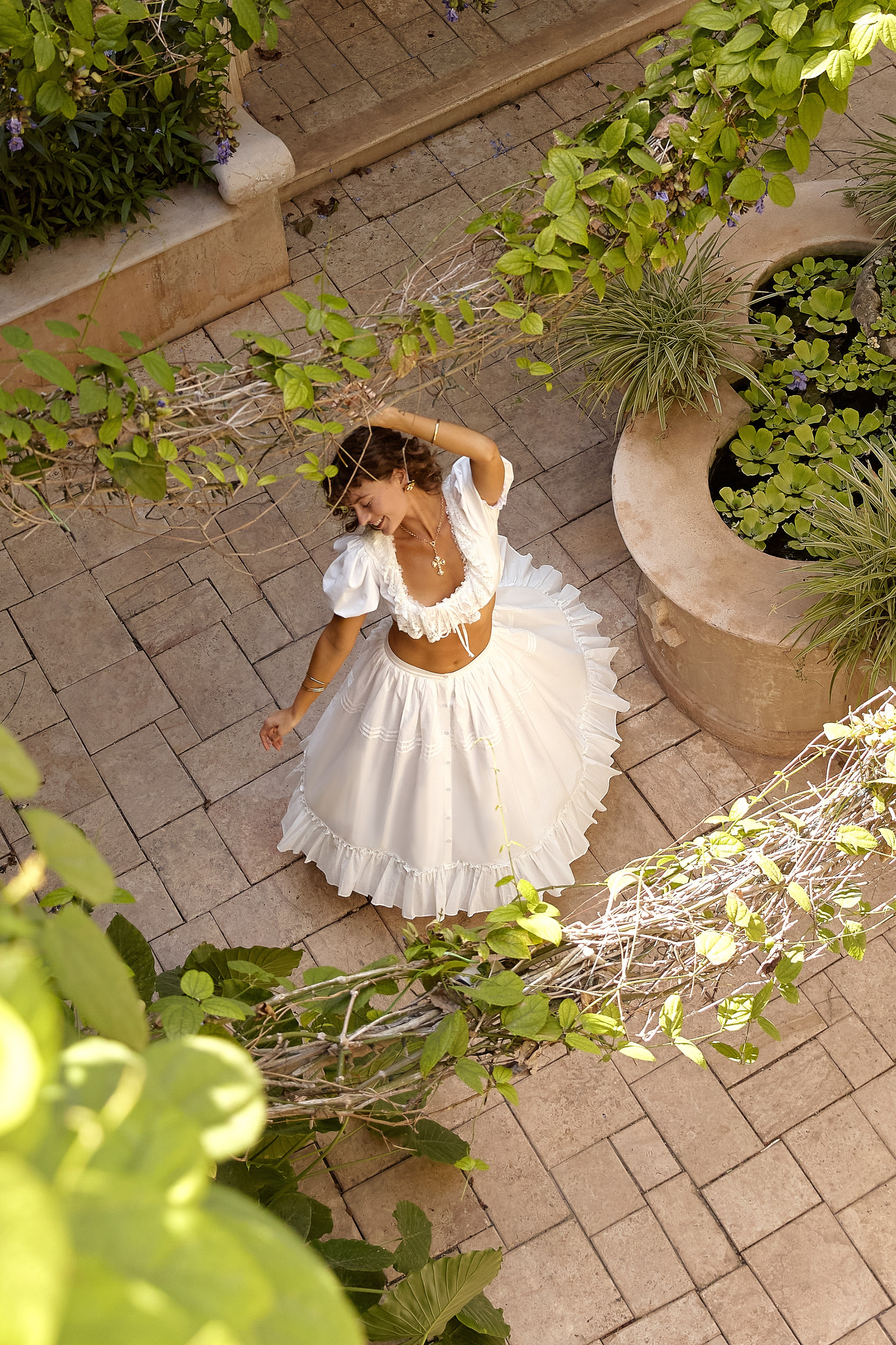 Camellia White Midi Skirt