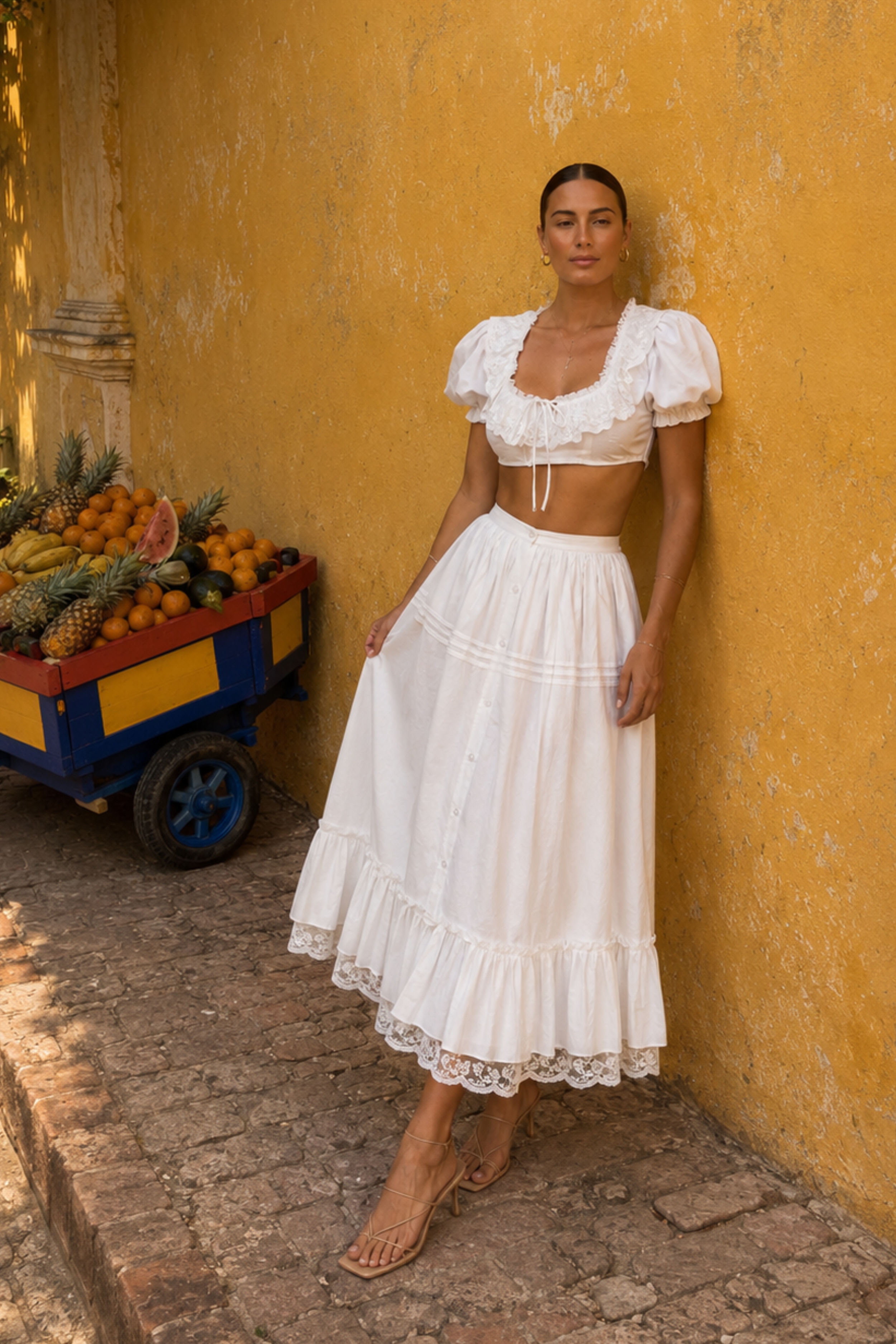 Camellia White Midi Skirt