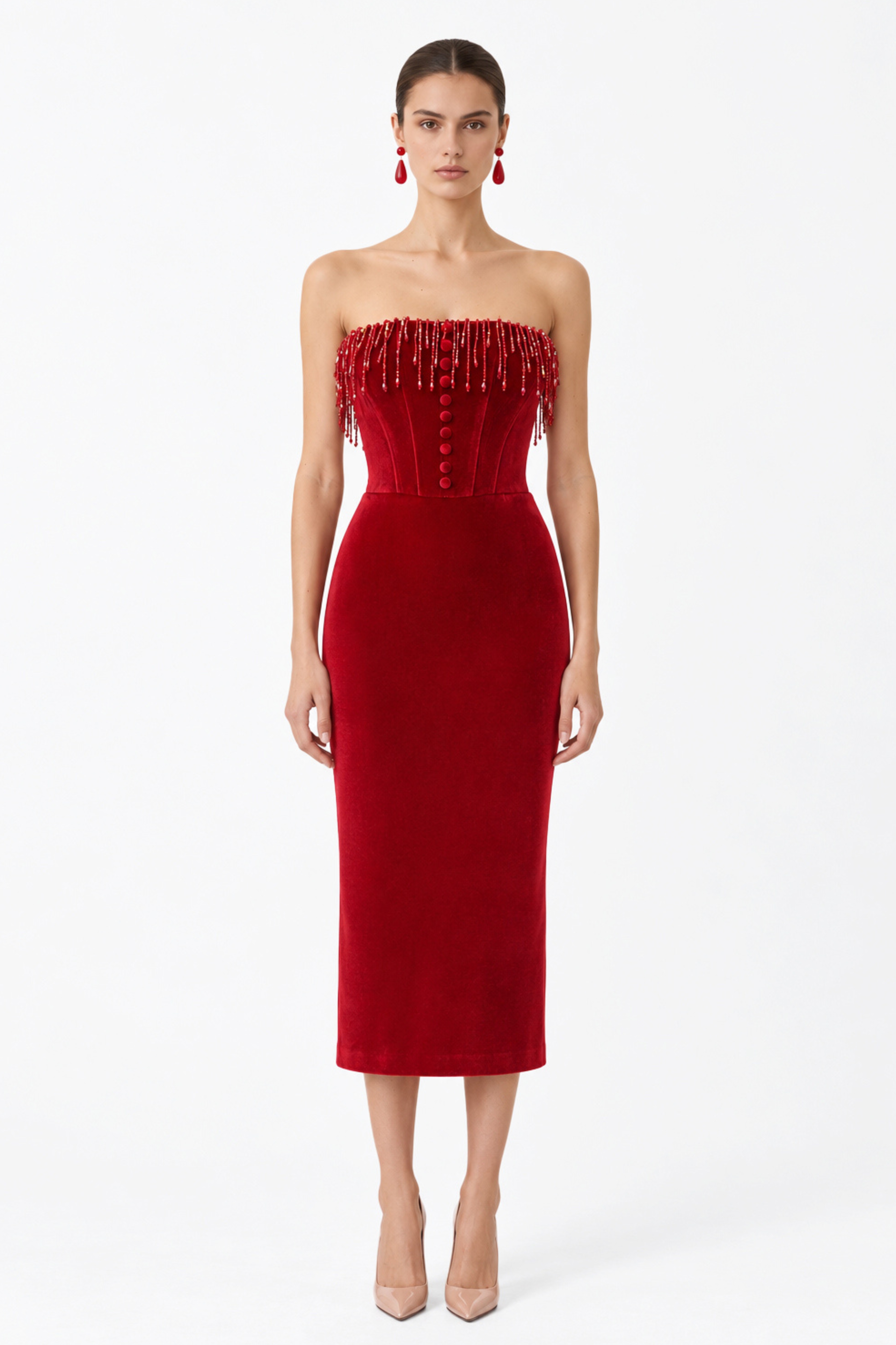 Secret Velvet Corset Midi Dress