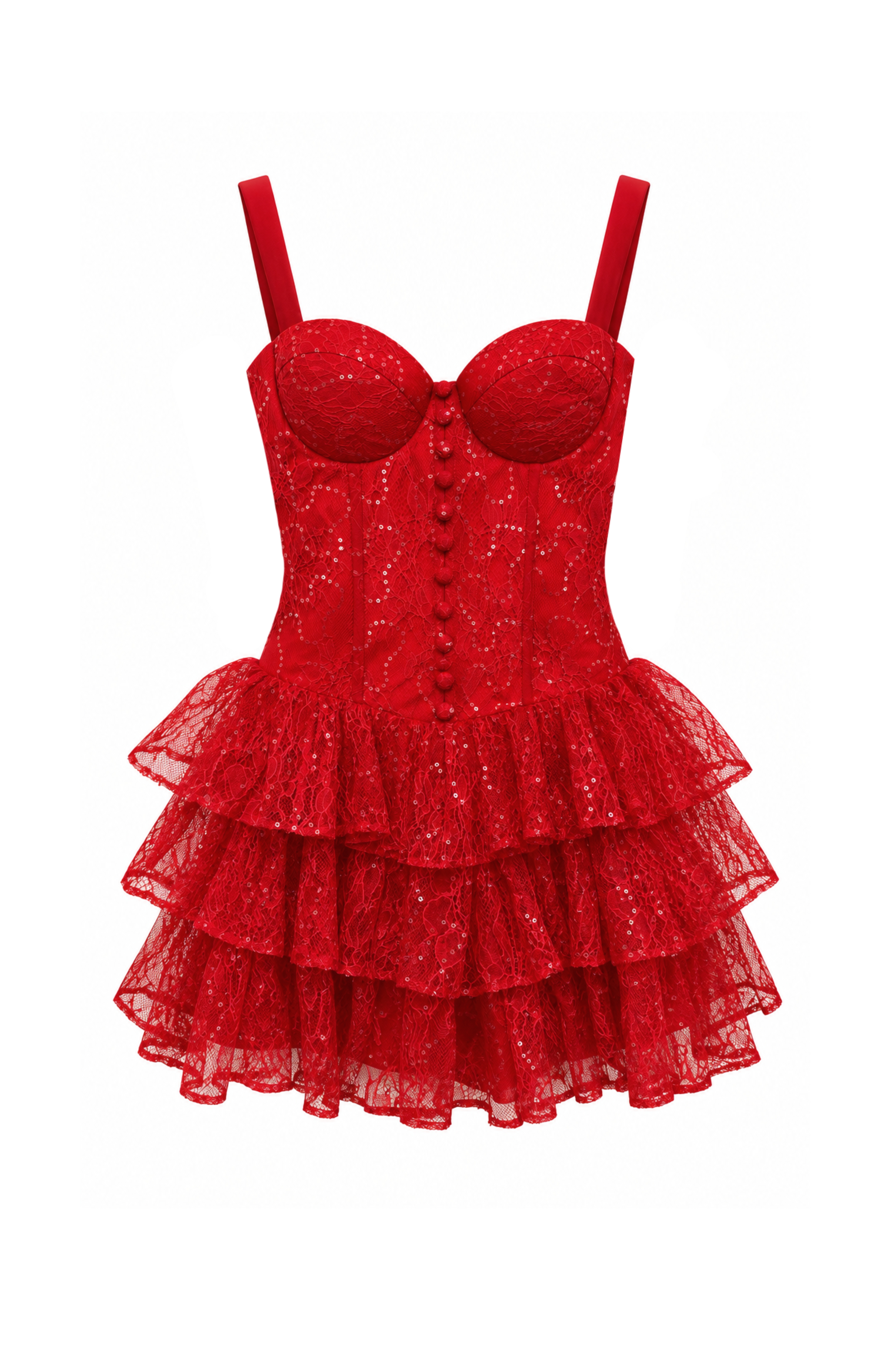 Vivienne Red Ruffle Mini Dress