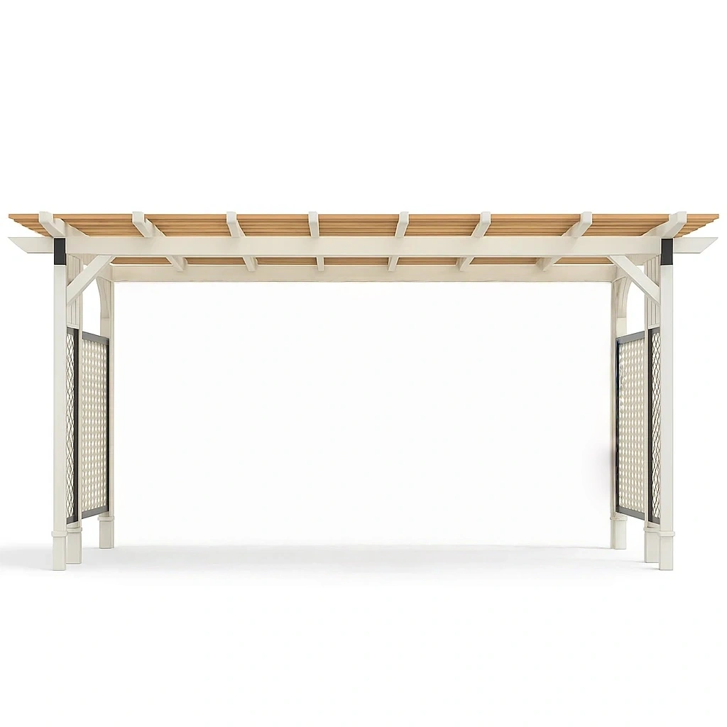 Drewniana pergola z metalowymi elementami 300x400 cm-homilume