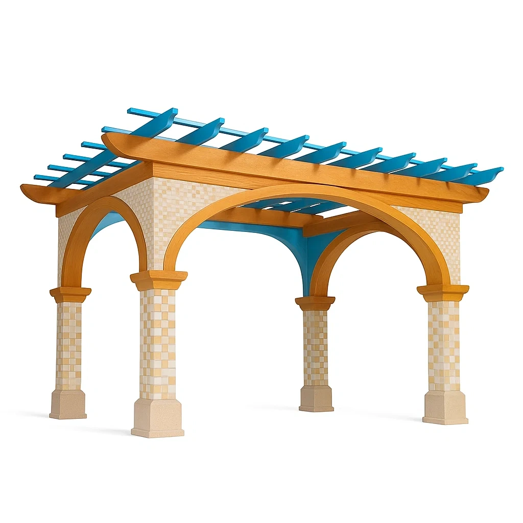 Pergola drewniana z elementami PVC Niebiesko-Brązowa-homilume