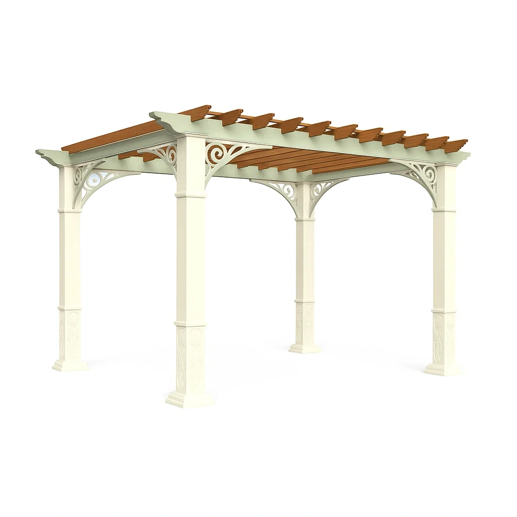 Pergola Ogrodowa z Drewnianym i Metalowym Wykończeniem 260x260x240 cm-homilume