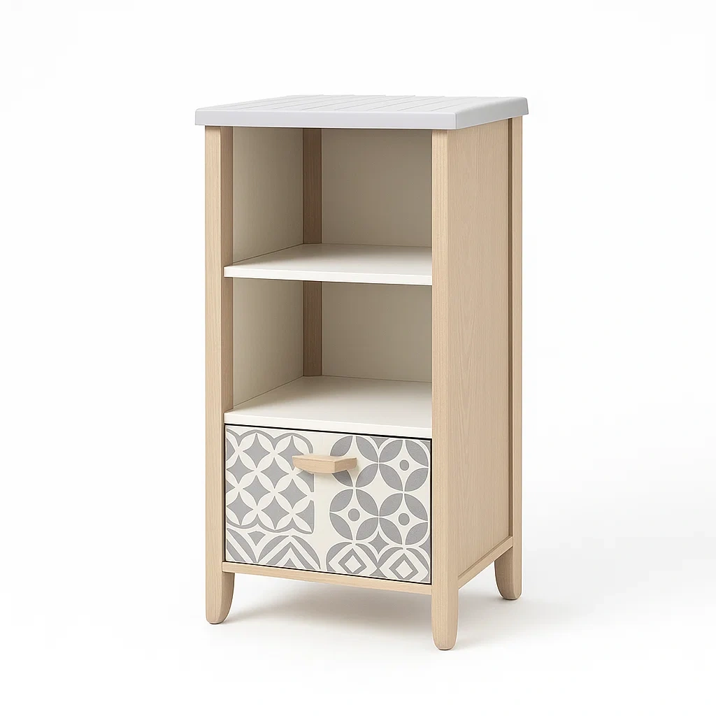 Szafka z drewna i MDF z szufladą i półkami, 80x40x35 cm-homilume