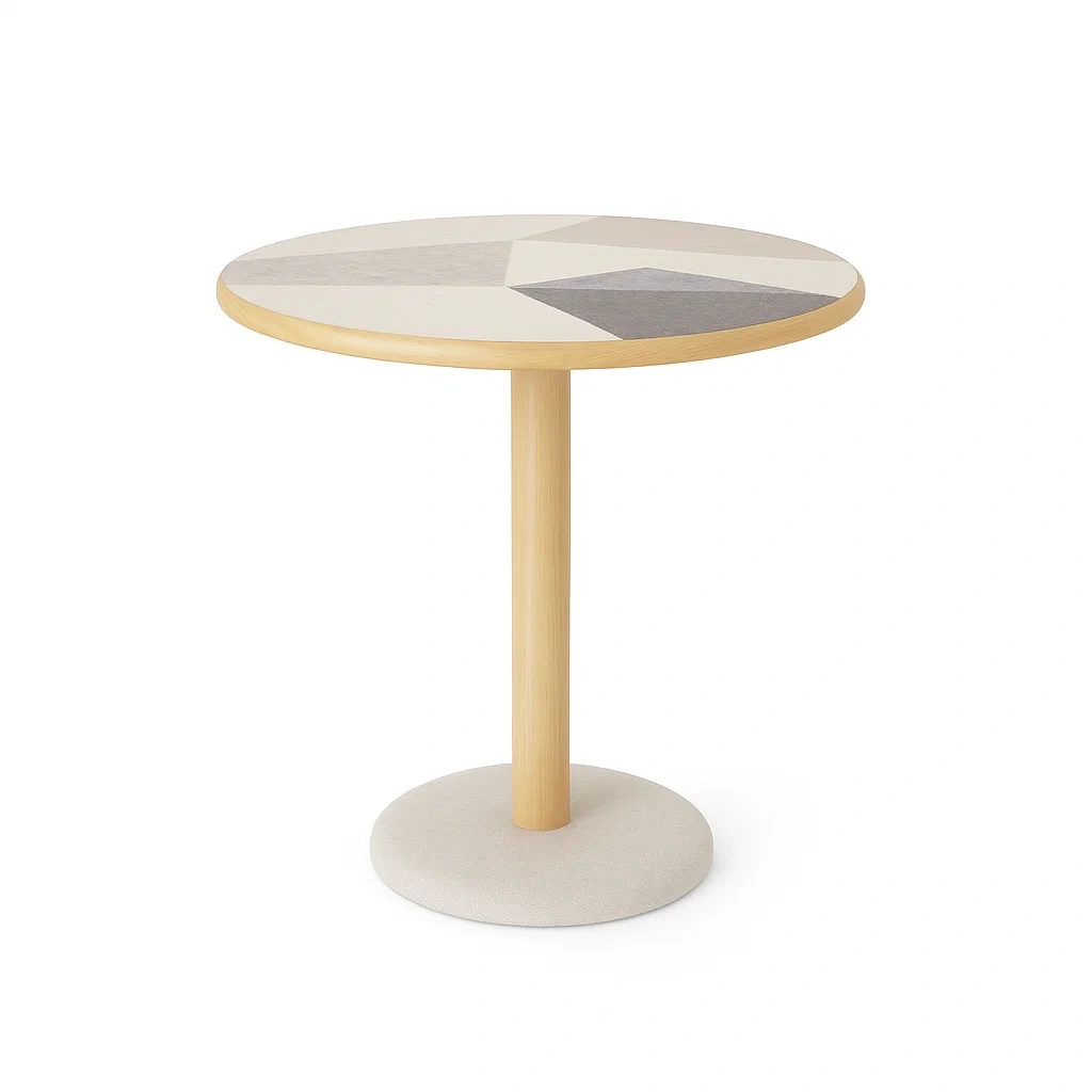 Stolik okrągły z drewnianą podstawą i kolorowym blatem 50 cm-homilume