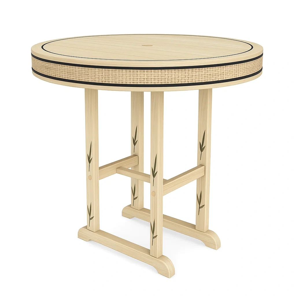 Okrągły stół bambusowy z drewnianymi nogami 80 cm-homilume