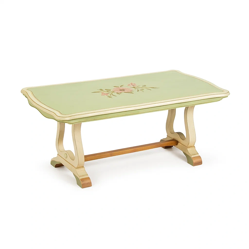 Malowany stolik kawowy drewniany zielony 120 cm-homilume