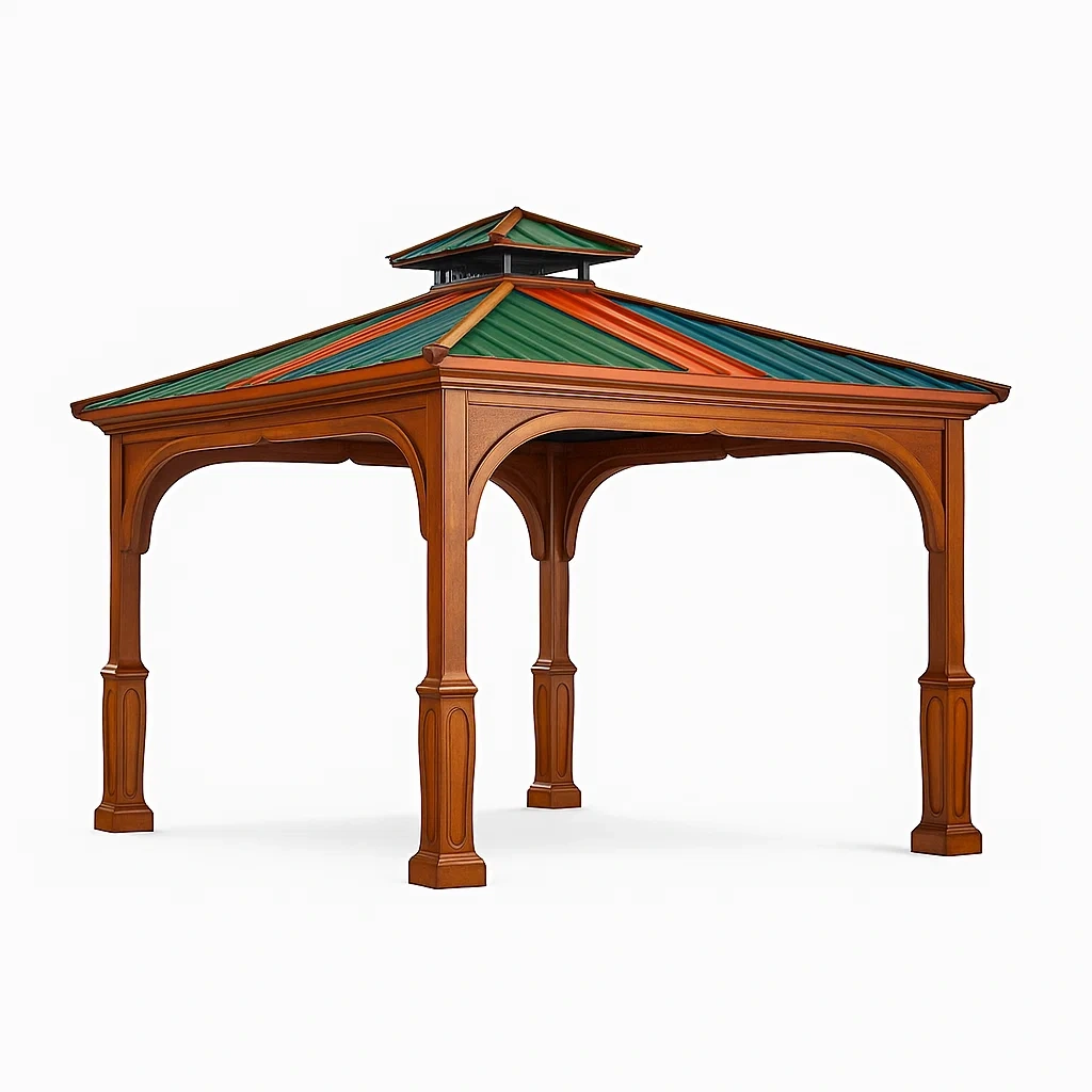 Drewniana altana ogrodowa z kolorowym dachem 300x300 cm-homilume