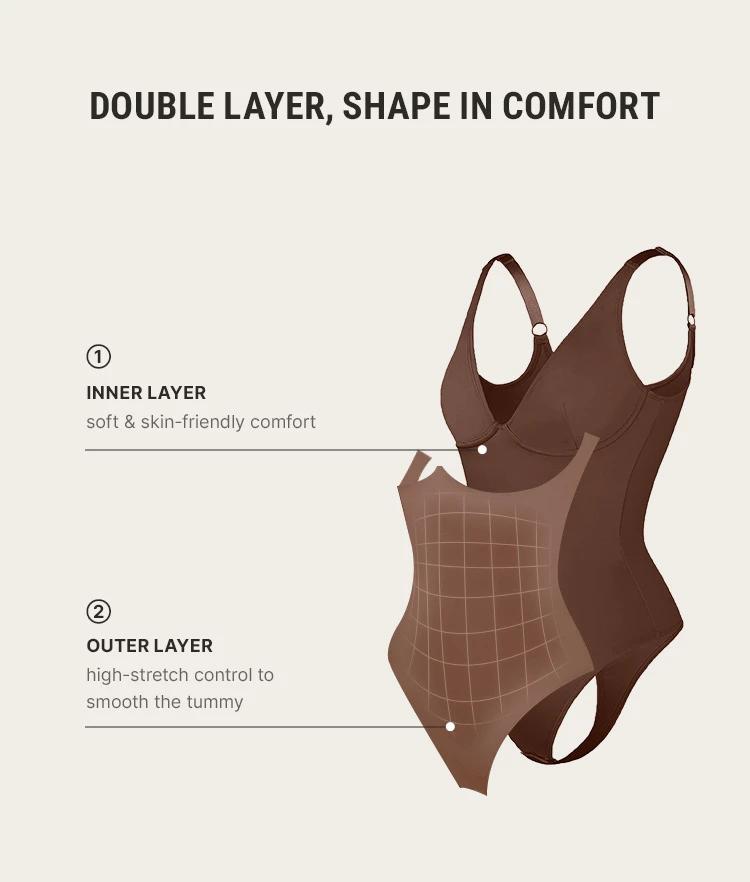 FeelinGirl Women V Neck Bodysuit Thong Shapewear Basic Fabric Fashion Womenswear Vneck Body Sculpting Garment FeelinGirl Women V Neck Bodysuit Thong Shapewear Basic Fabric Fashion Womenswear Vneck Body Sculpting Garment