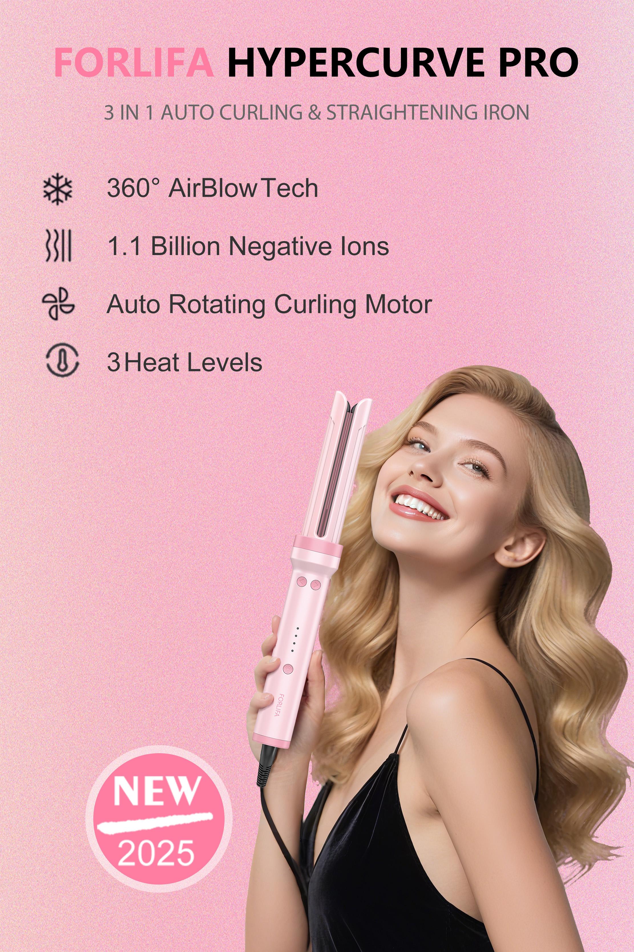 FORLIFA Pro HyperCurve 3-in-1 Automatic Curler & Straightener, 5 Min Quick Styling, 360° Cooling Airflow, 1.1Billion Negative Ions, Triple Hair Protection, 2-Way Rotation, Anti-Scald, Anti-Tangle Hair Styling Tool, Summervibes FORLIFA Pro HyperCurve 3-in-1 Automatic Curler & Straightener, 5 Min Quick Styling, 360° Cooling Airflow, 1.1Billion Negative Ions, Triple Hair Protection, 2-Way Rotation, Anti-Scald, Anti-Tangle Hair Styling Tool, Summervibes