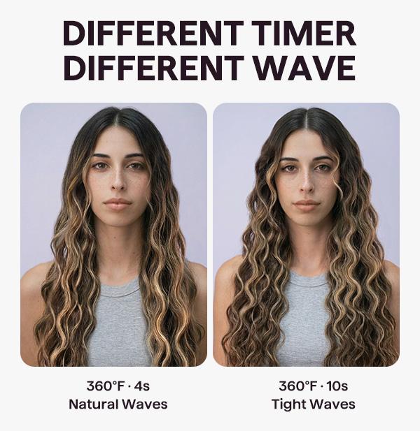 Wavytalk Power Wave Hair Crimper & Curling Wand for Beach Waves with Ionic Technology, Dual Voltage & Lightweight Design, Reducing Frizz & Damage, Perfect for Travel