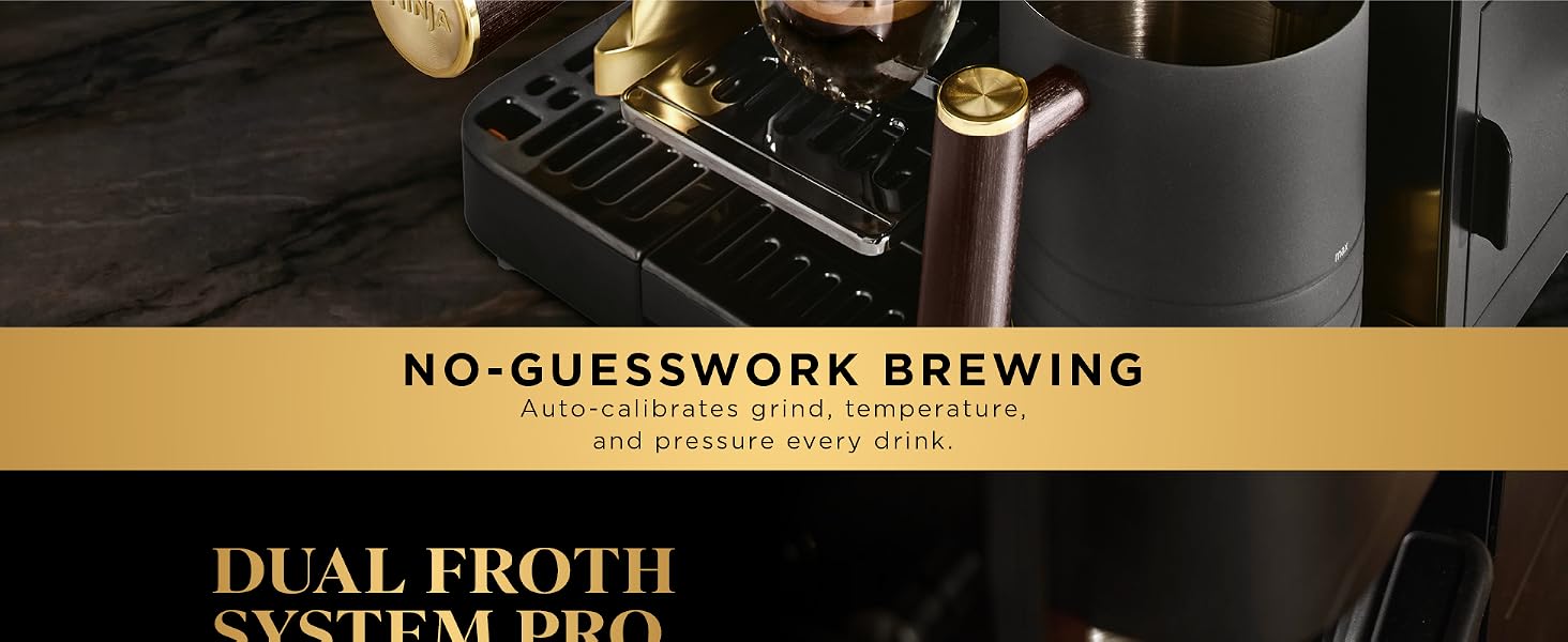 Auto-calibrates grind, temperature and pressure every drink