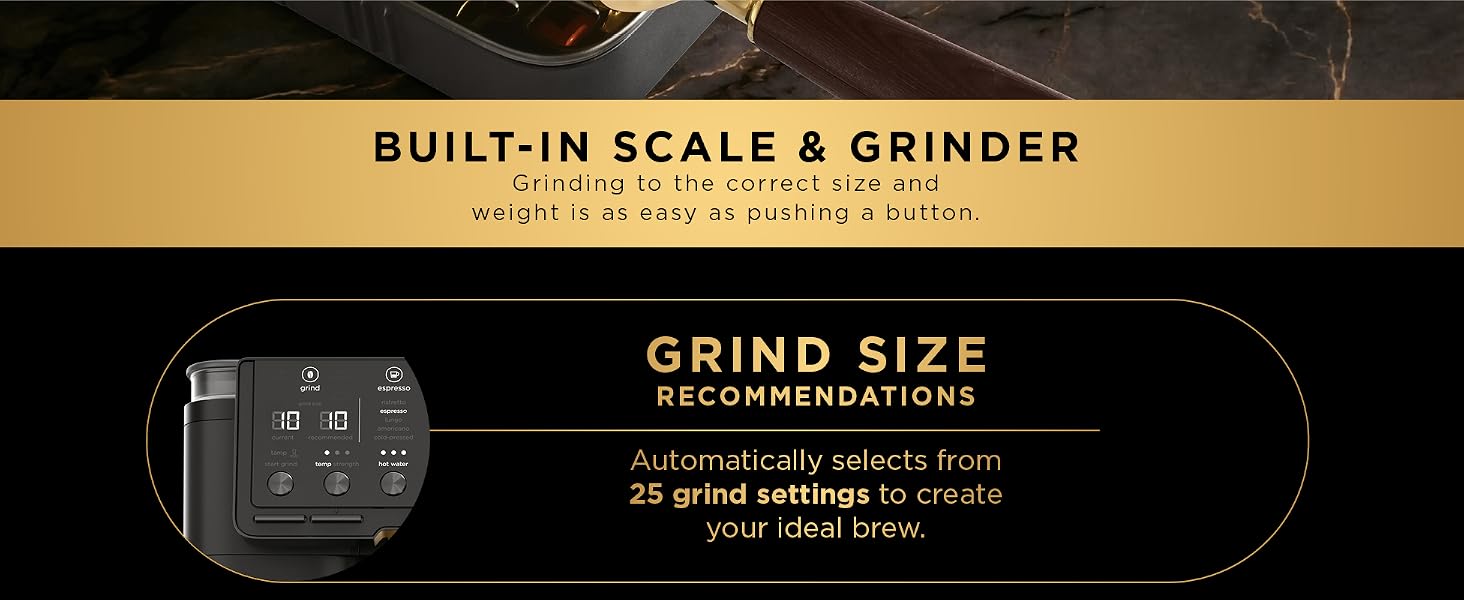 Built-in scale and grinder