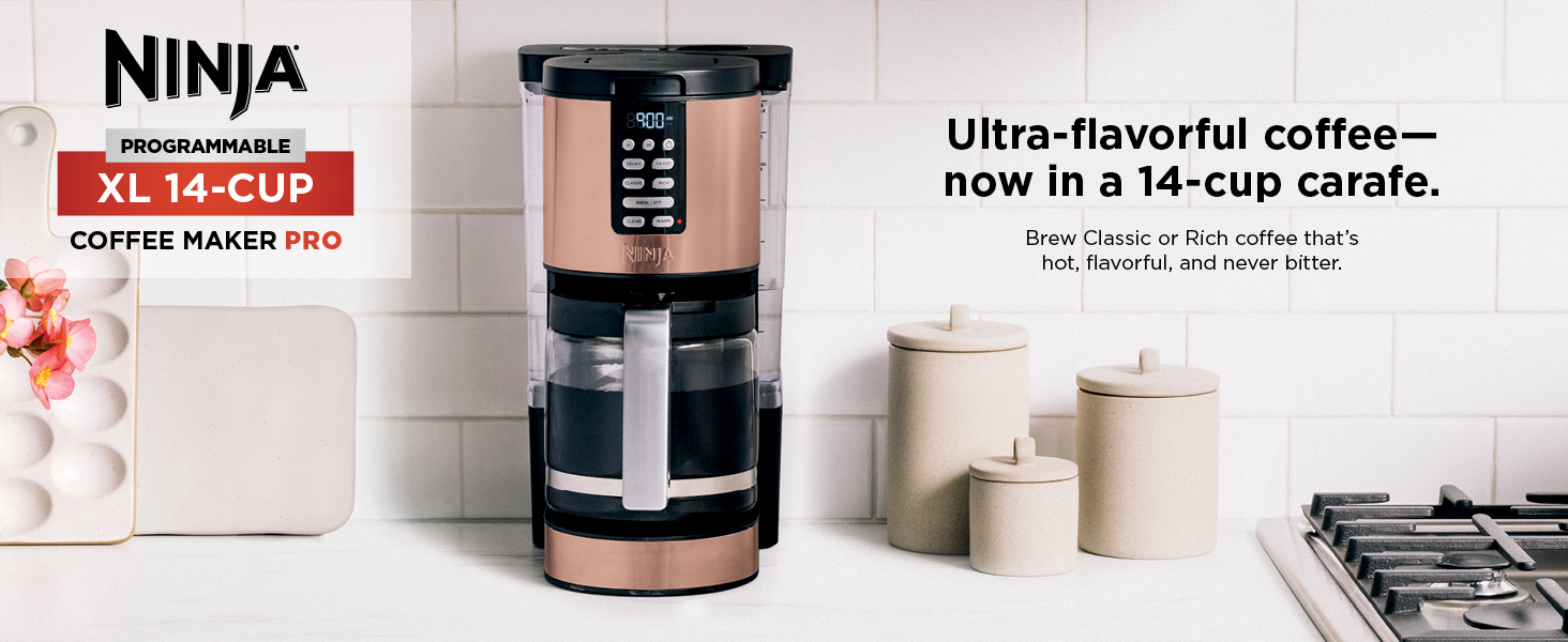 Ultra-flavorful coffee— now in a 14-cup carafe. Brew Classic or Rich coffee that’s hot, flavorful