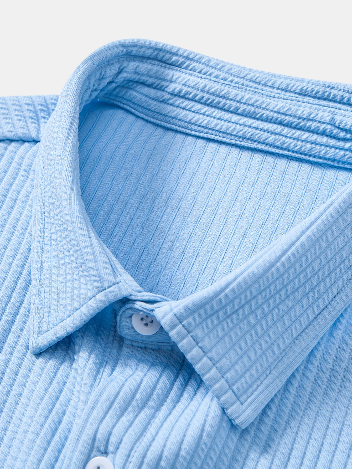 Herren Langarm Muskel-Fit Ripp-Button-Up Gestreiftes Hemd-deurabatt