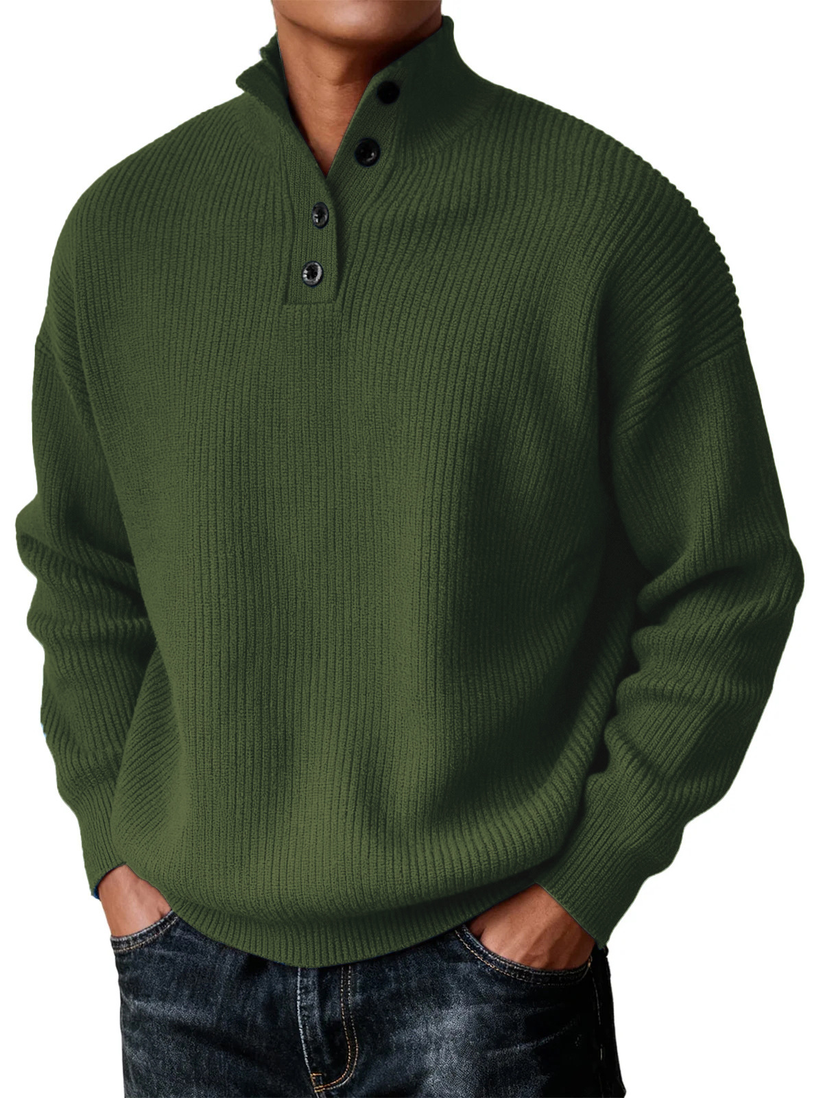 Herren Strickpullover, lässiger und vielseitiger Stehkragenpullover-deurabatt