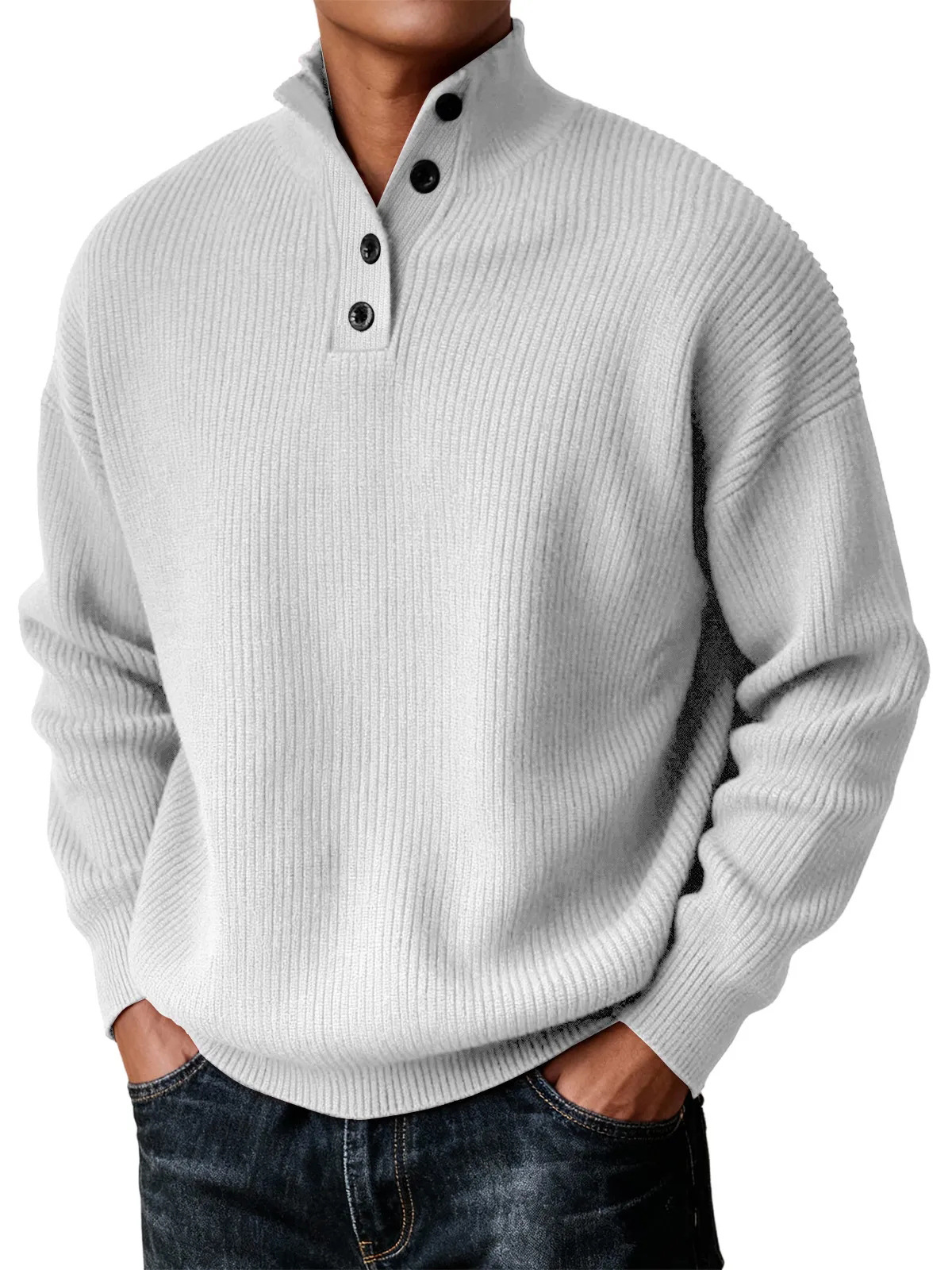 Herren Strickpullover, lässiger und vielseitiger Stehkragenpullover-deurabatt