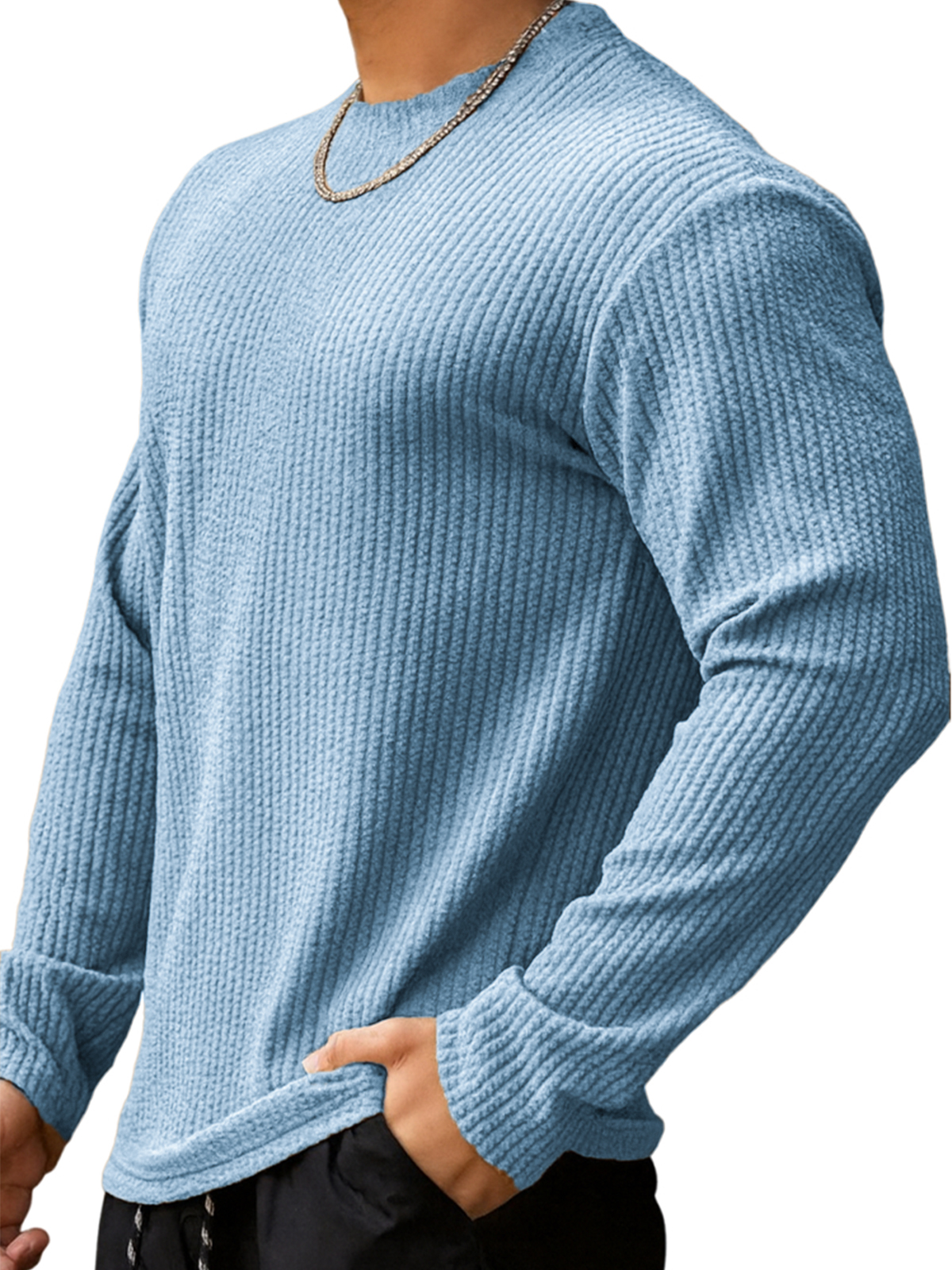 Herren-Fitness-Langarmshirt aus Jacquard-deurabatt